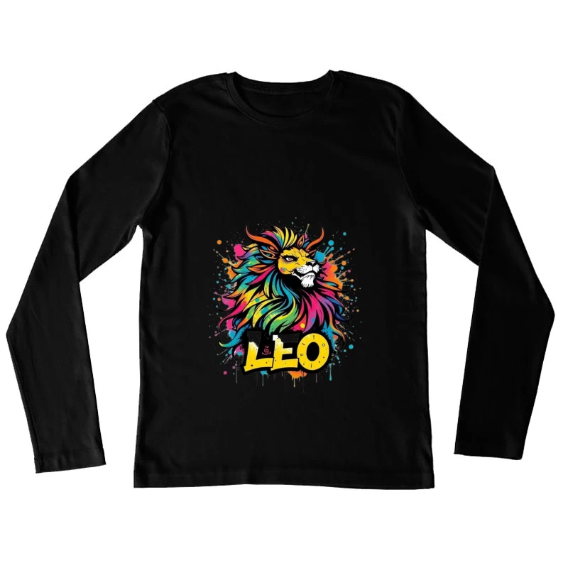 Colorful Leo Zodiac Lion Art Female Long Sleeve T-Shirt