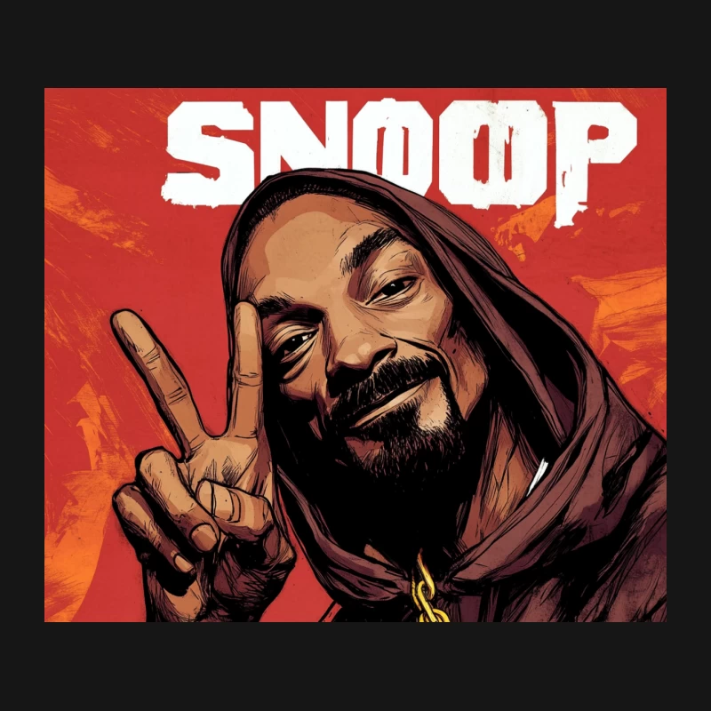 Illustrated Portrait of Hip-Hop Artist Making Peace Sign Mouse Pad