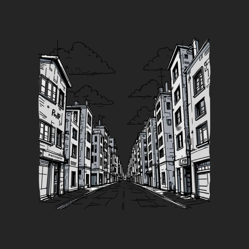 Monochrome Cityscape with Urban Architecture Male Pullover Sweatshirt