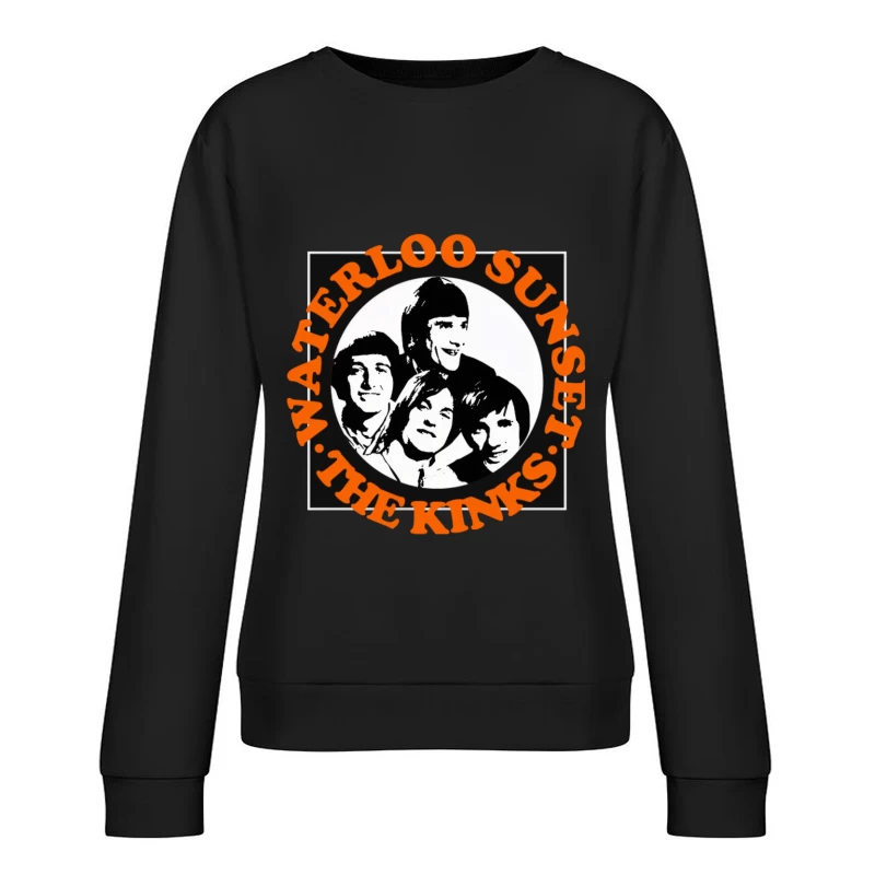 Vintage The Kinks Band Album Cover with Orange Text Female Pullover Sweatshirt