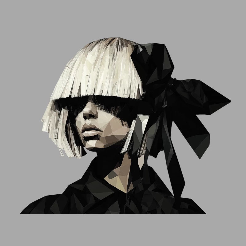 Geometric Pop Icon: Blonde Wig and Black Bow Portrait Male Pullover Hoodie