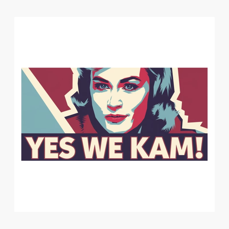 Stylized Political Poster with "Yes We Kam" Slogan Throw Pillow