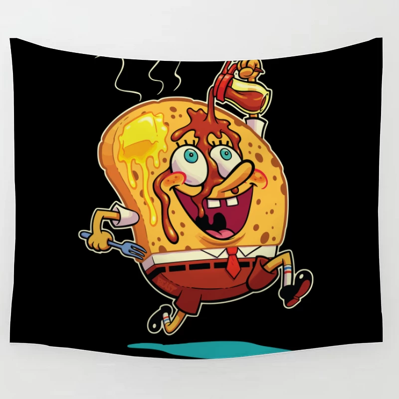 Excited Cartoon Slice of Toast Tapestry