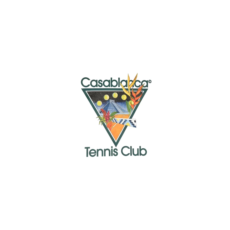 Casablanca Tennis Club Tropical Retro Logo with Mayan Motif Desk Mat