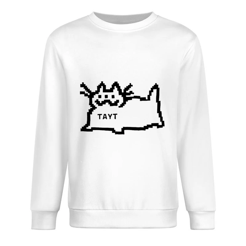 Pikselkunst Katze mit Name Herren Pullover Sweatshirt