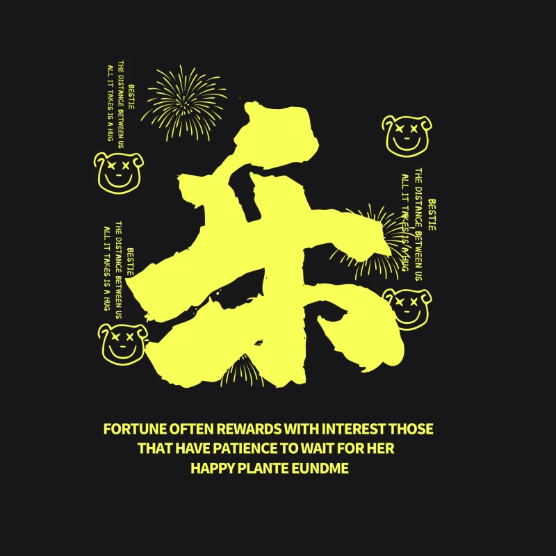 Chinesisches Schriftzeichen des Glücks mit motivierenden Worten Herren Pullover Hoodie