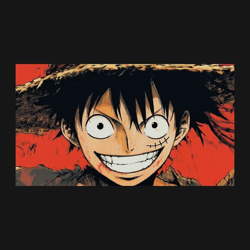 Grinning Straw Hat Pirate: One Piece Anime Character Portrait Desk Mat
