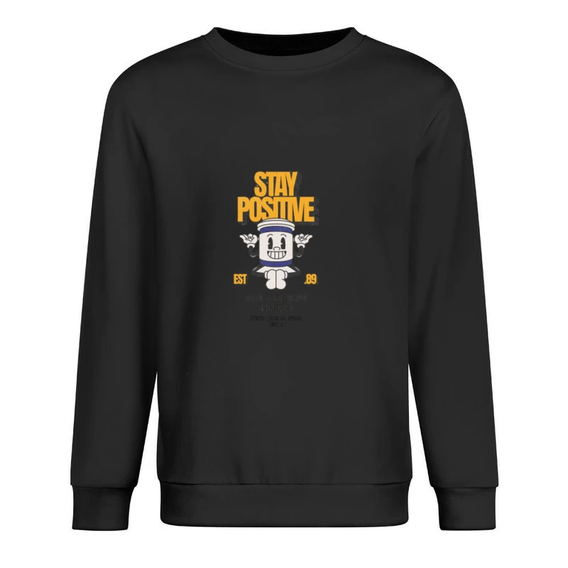 Bleib Positiv Cartoon Design Herren Pullover Sweatshirt