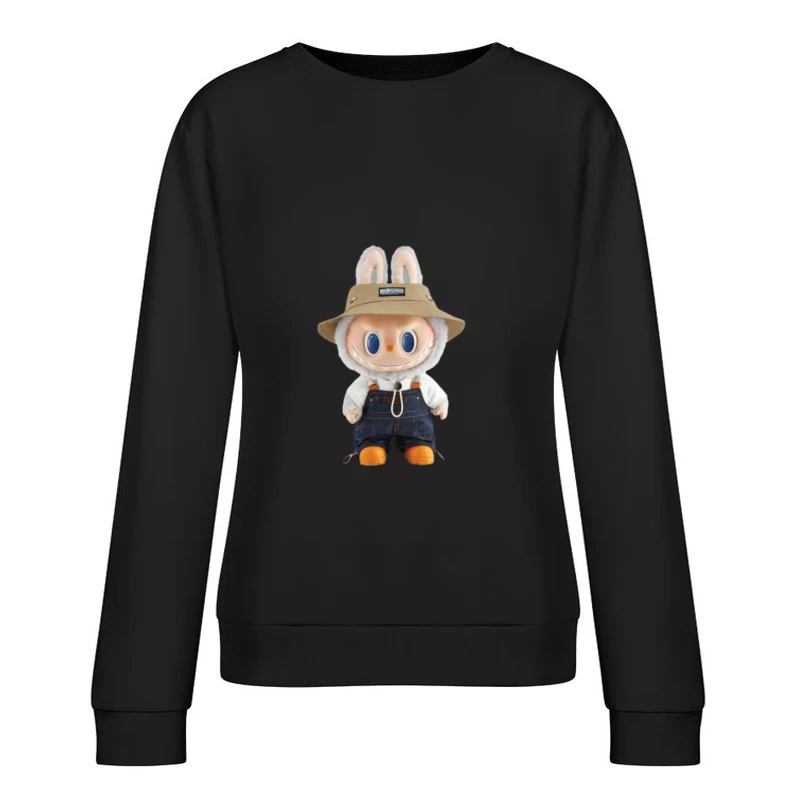 Niedliche Kreatur mit Latzhose und Hut Damen Pullover Sweatshirt