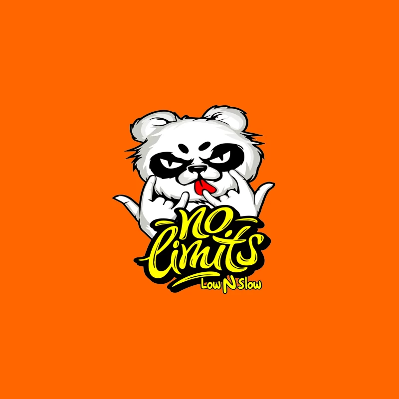 Playful Panda Logo with No Limits Theme Desk Mat