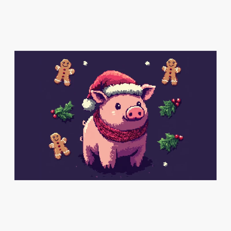 Festive Pixel Art Christmas Pig with Gingerbread Friends Travel Mug