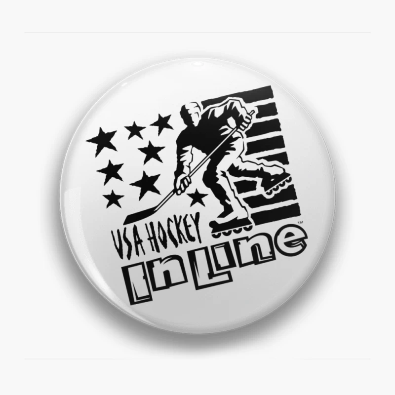 USA Inline Hockey Sports Logo with Stars and Stripes Design Pin