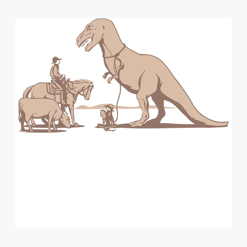 Prehistoric Meets Wild West: Cowboy Encounters Dinosaur Throw Pillow