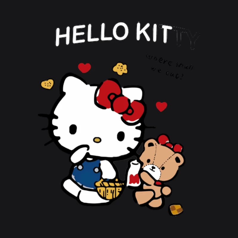 Hello Kitty und Teddy-Picknick Herren Pullover Hoodie