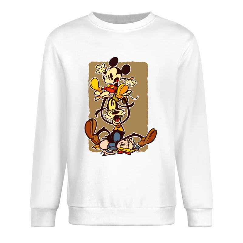 Classic Cartoon Chaos: A Tower of Laughter Male Pullover Sweatshirt