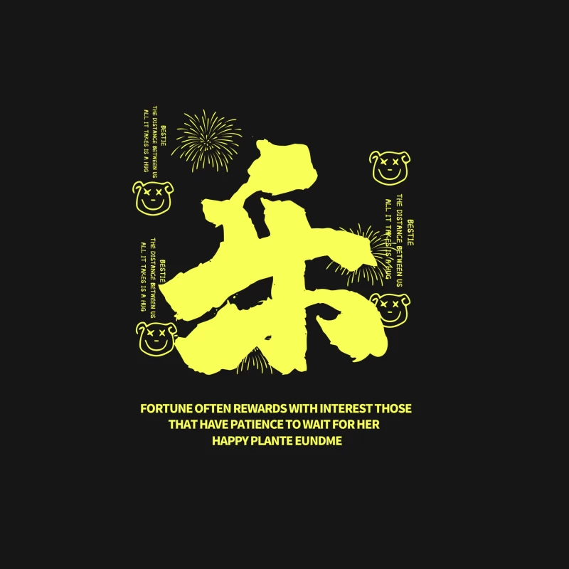 Chinesisches Schriftzeichen des Glücks mit motivierenden Worten Herren T-Shirt