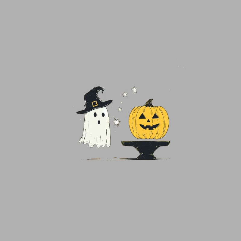 Whimsical Halloween Ghost and Pumpkin Illustration Male Tank Top