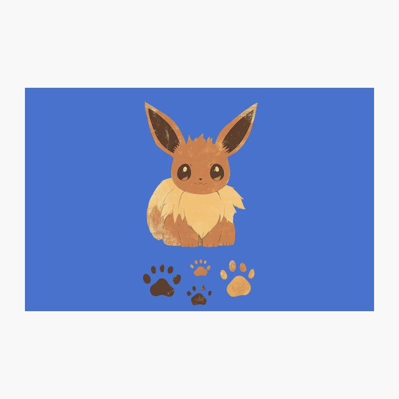 Adorable Eevee Pokemon with Cartoon Paw Prints Travel Mug