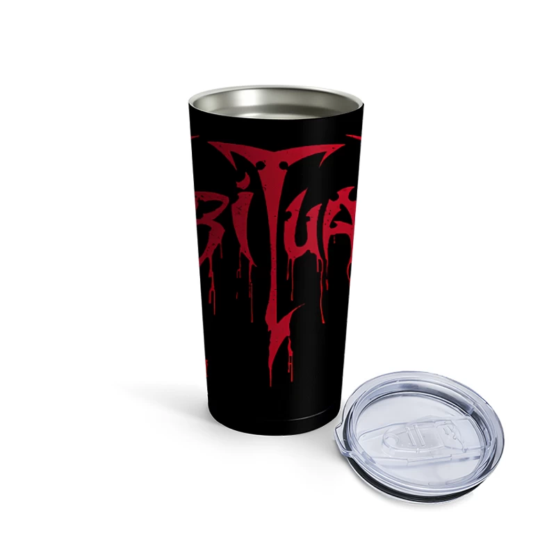 Obituary Cause of Death Red Logo Travel Mug