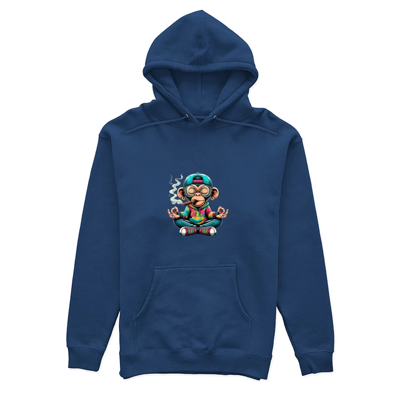 Cartoon Monkey Meditating with Style Female Pullover Hoodie