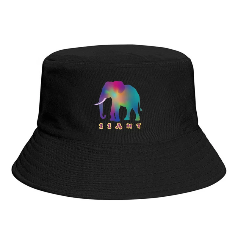 Rainbow Gradient Elephant Silhouette with "11ANT" Text Bucket Hat