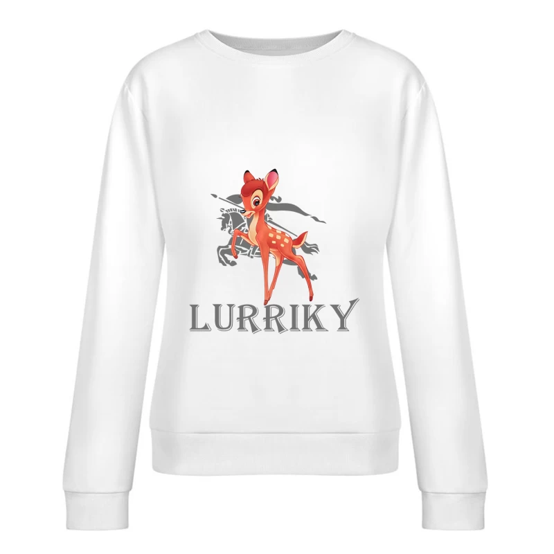 Niedliches Rehkitz-Motiv Damen Pullover Sweatshirt