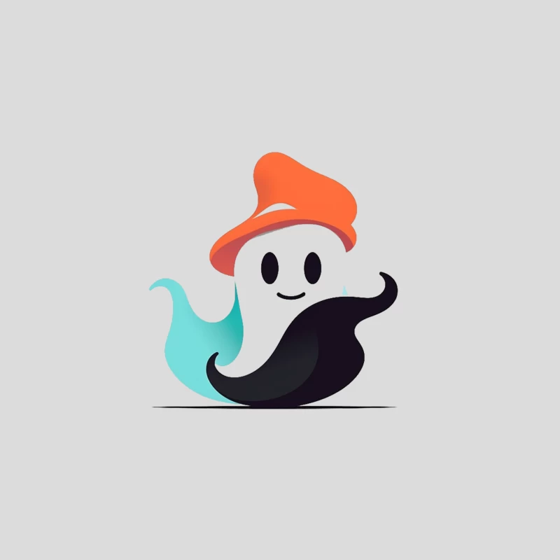 Cute Ghost Mascot with Orange Hat Baseball Cap