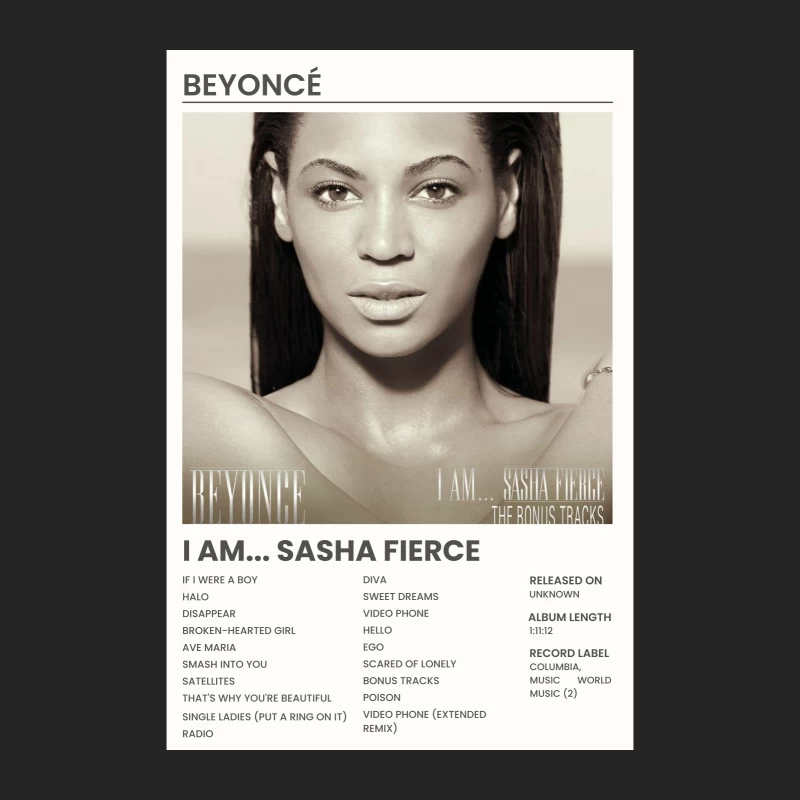 Beyoncé's "I Am... Sasha Fierce" Album Cover and Tracklist Male Pullover Sweatshirt