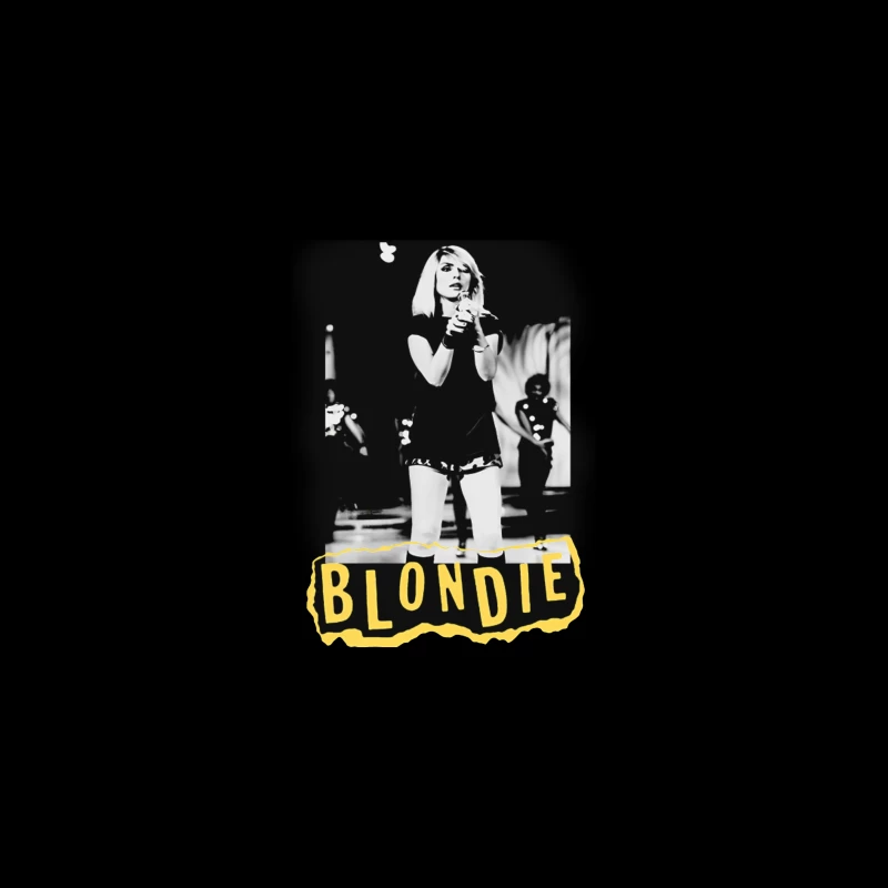 Iconic Blondie Concert Performance in Black and White, 1970s Desk Mat