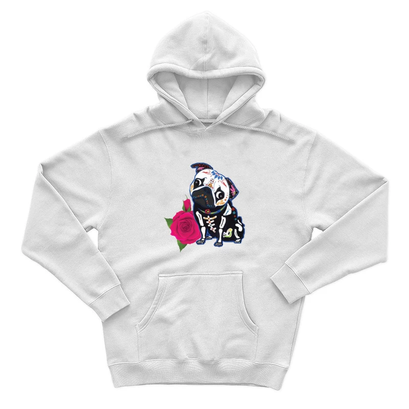 Chien de style calavera avec rose Homme Sweat à capuche