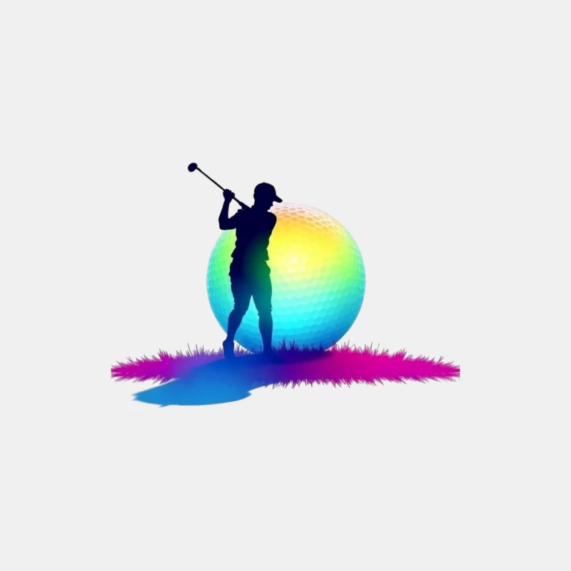 Colorful Golfer Silhouette with Rainbow Golf Ball Male Tank Top