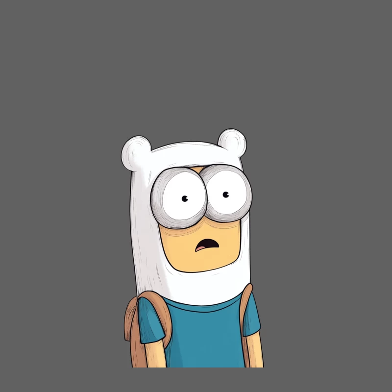 Wide-Eyed Cartoon Character in White Bear Hat Male Tank Top