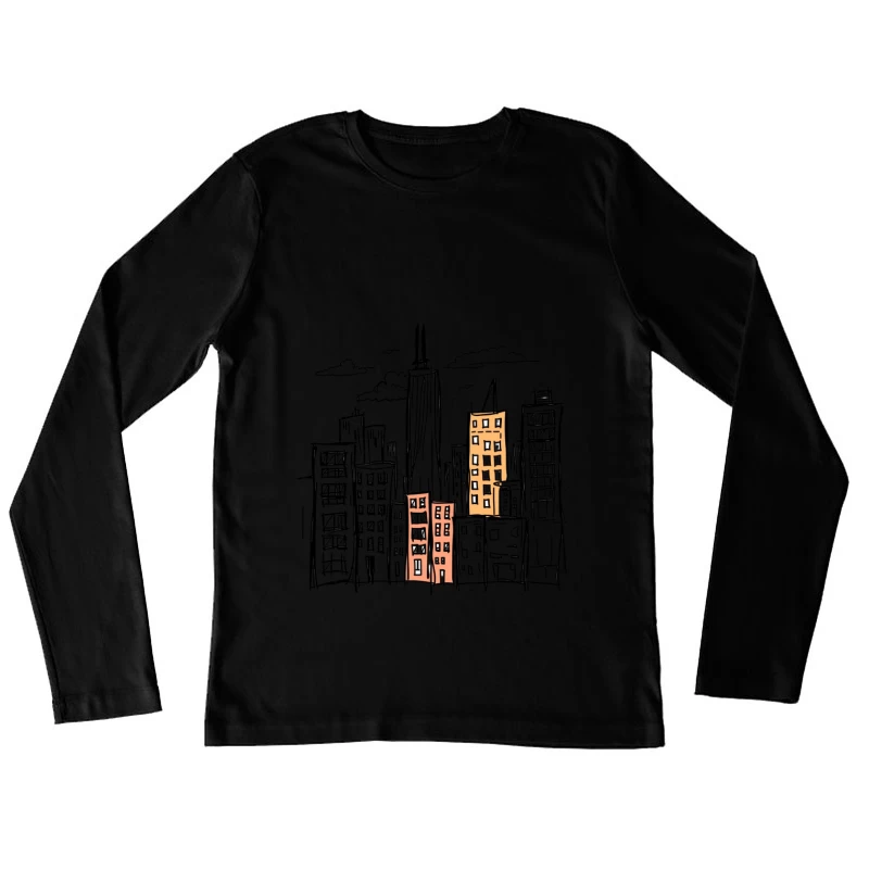 City skyline illustration Female Long Sleeve T-Shirt