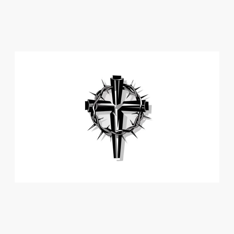 Christian Cross with Crown of Thorns: A Symbolic Religious Design Travel Mug