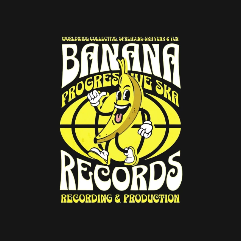 Fröhliche Banane Musiklogo Herren Langarm T-Shirt