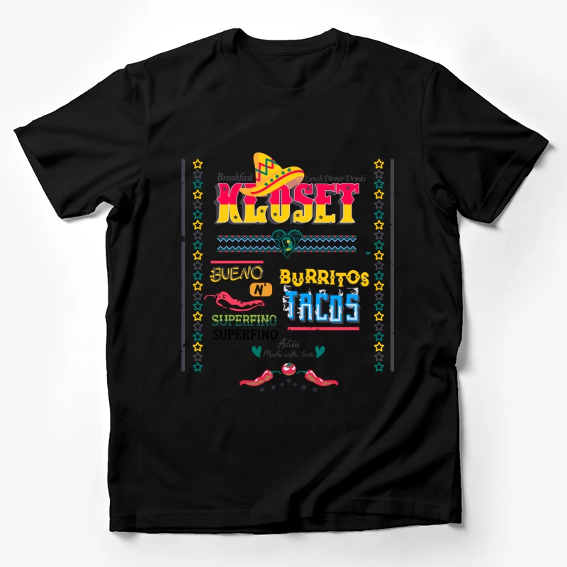 Mexikanisches Design mit Sombrero und Chilis Herren T-Shirt