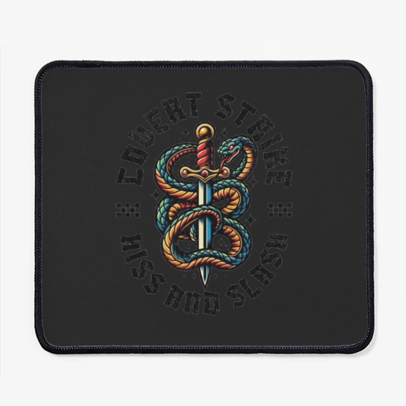 Traditional Snake and Dagger Logo Design - Covert Strike Emblem Mouse Pad