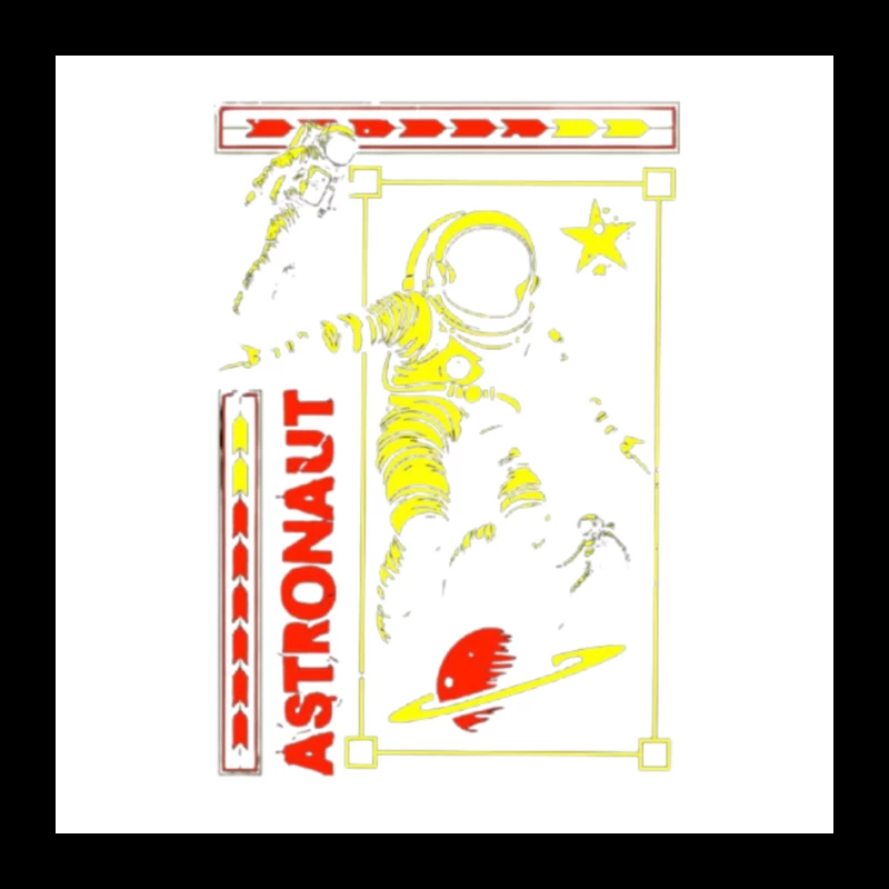 Retro Space Astronaut Vintage Poster Design Pin