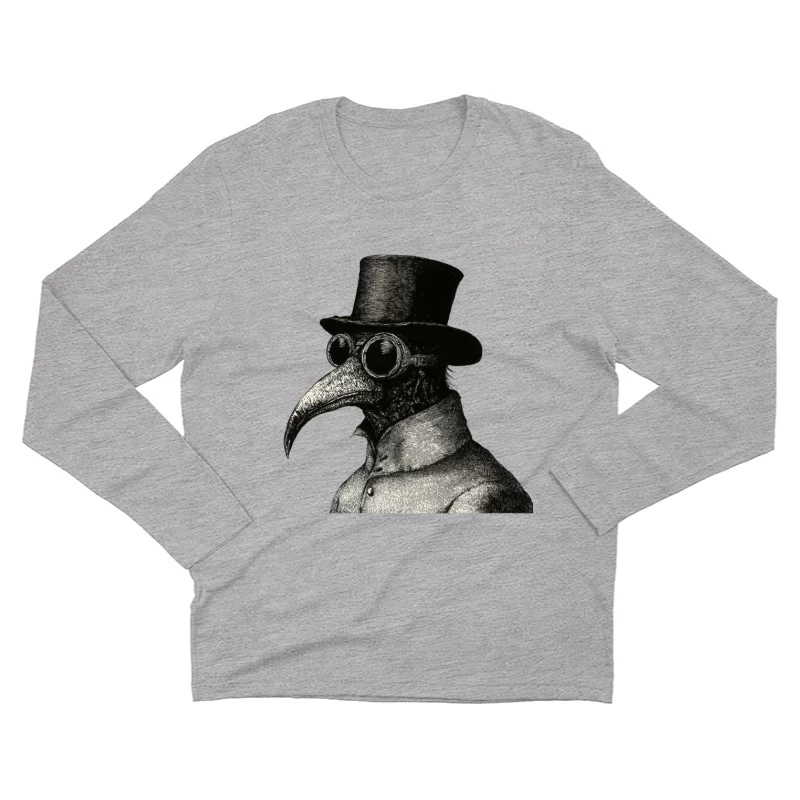 Vintage Illustration of Plague Doctor with Top Hat and Mask Male Long Sleeve T-Shirt