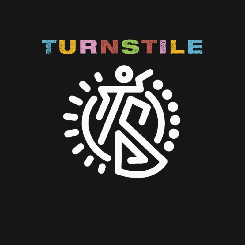 Colorful Turnstile Logo Design with Geometric Pattern Male T-Shirt