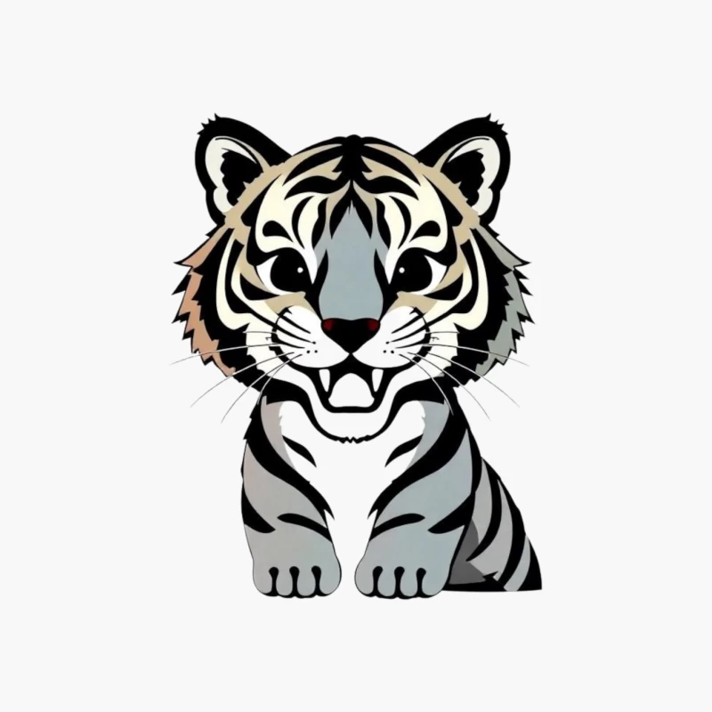 Cartoon Illustration of a Tiger Cotton Tote Bag