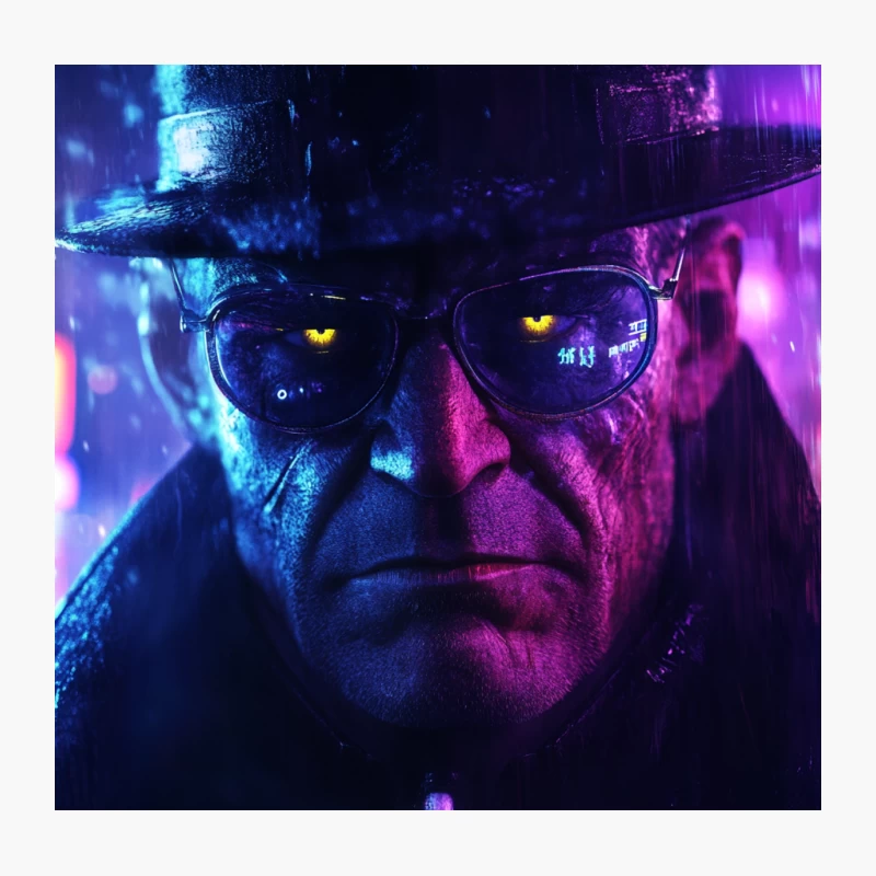 Neon Cyberpunk Portrait: Intense Futuristic Dystopia Throw Pillow
