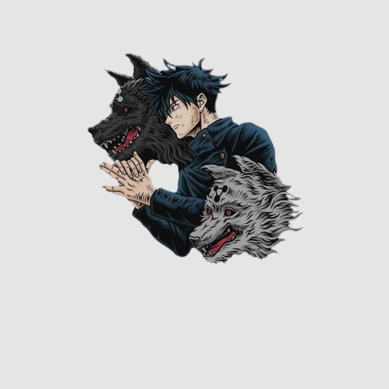 Anime Charakter mit Schattenwölfen Herren Pullover Hoodie