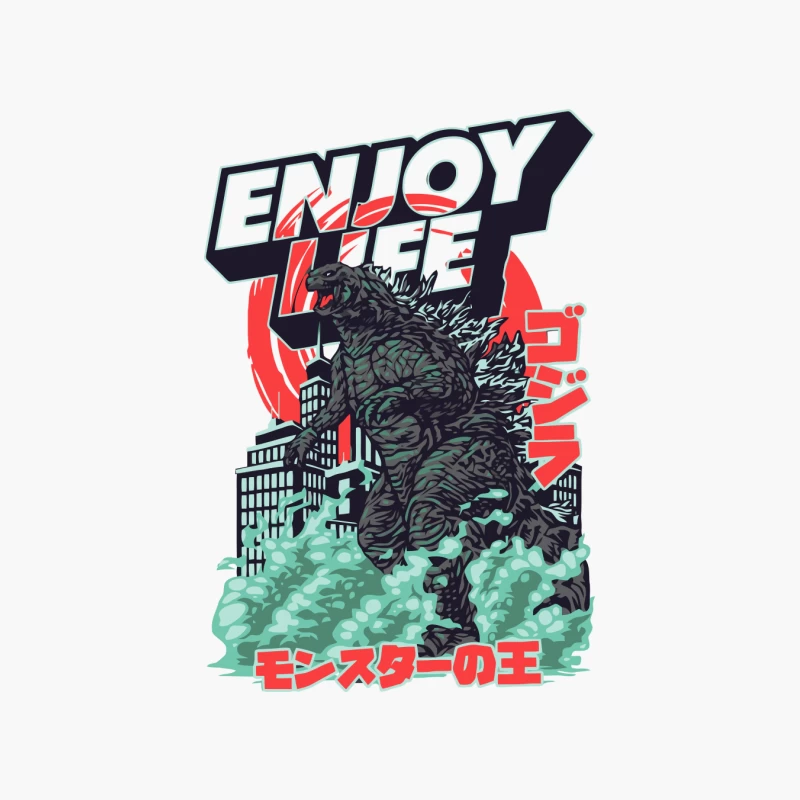 Godzilla Enjoy Life Graphic Cotton Tote Bag