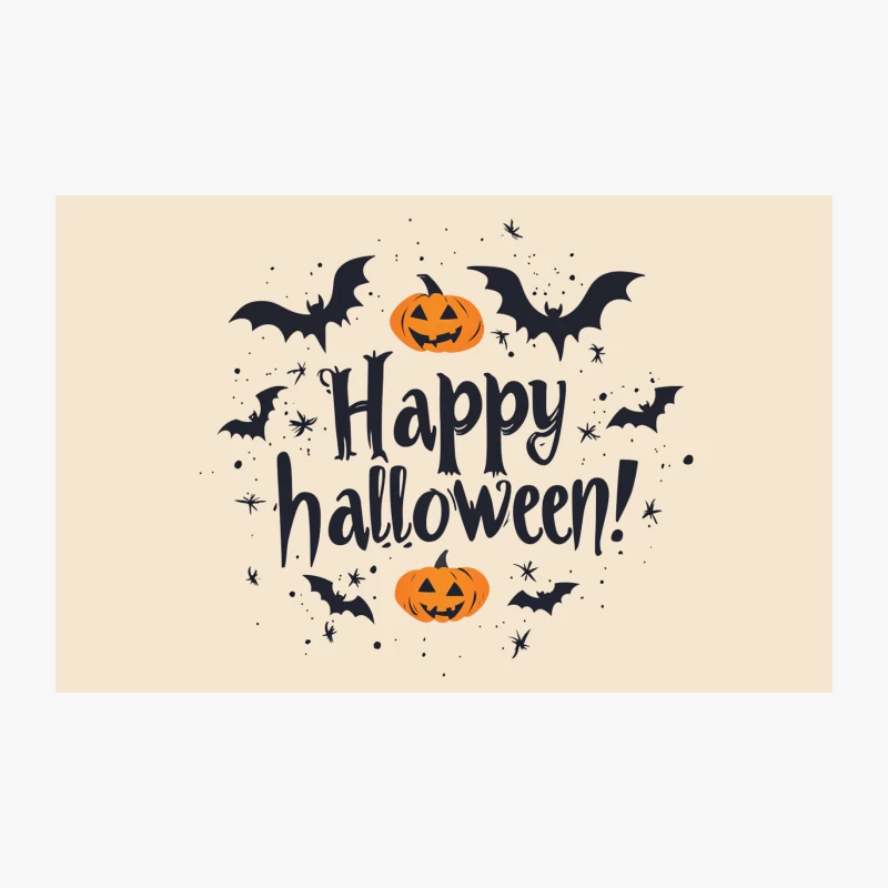 Spooky Halloween Greeting with Pumpkins and Bats Travel Mug