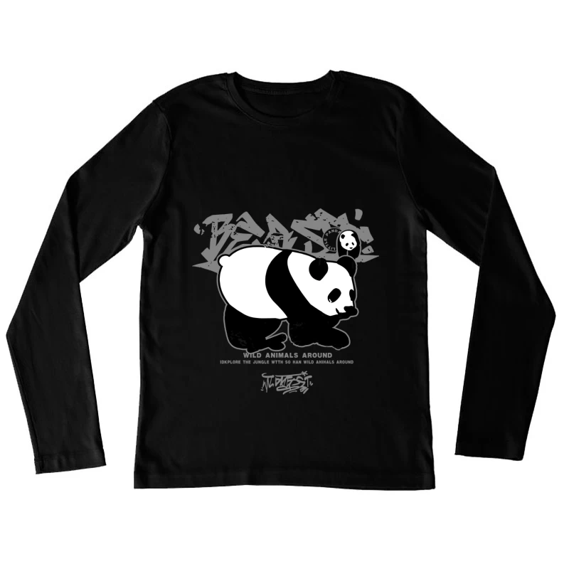 Panda-Graffiti: Wilde Tiere im Dschungel Damen Langarm T-Shirt