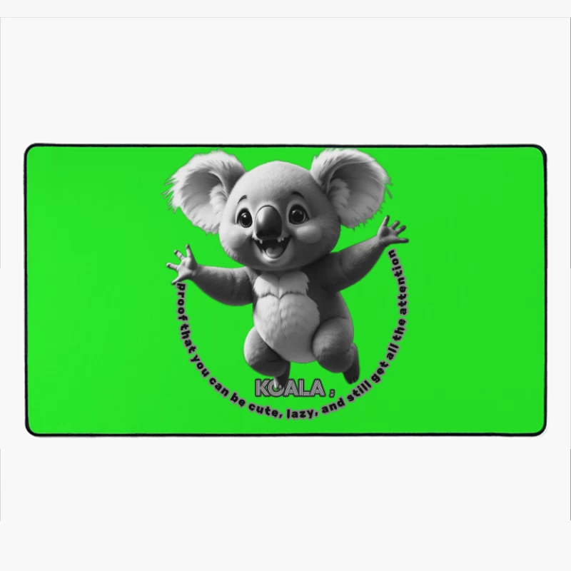 Cute Animated Koala Showing Joy and Attention Desk Mat