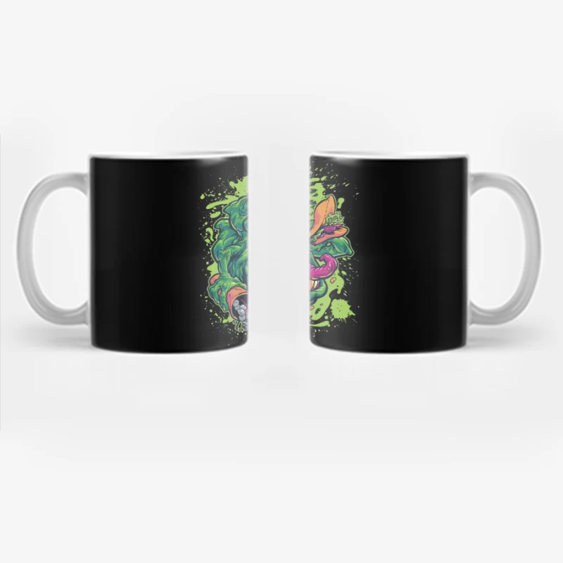 Colorful Monster Eating Food Illustration Coffee Mug