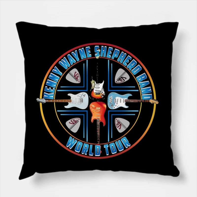 Kenny Wayne Shepherd Band World Tour Logo with Electric Guitars Throw Pillow