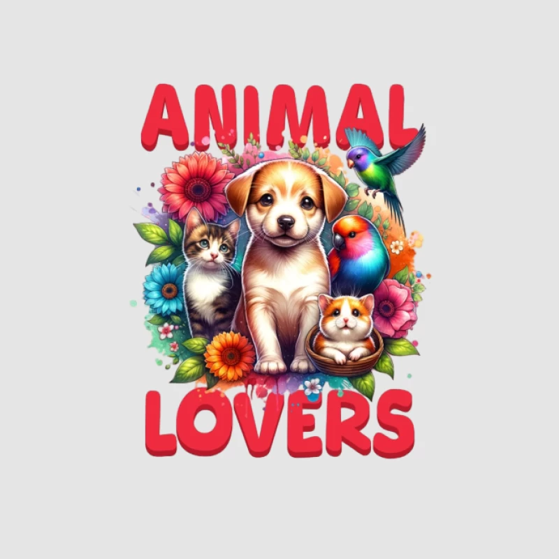 Amoureux des animaux avec chien, chat et fleurs Femme Sweat à capuche